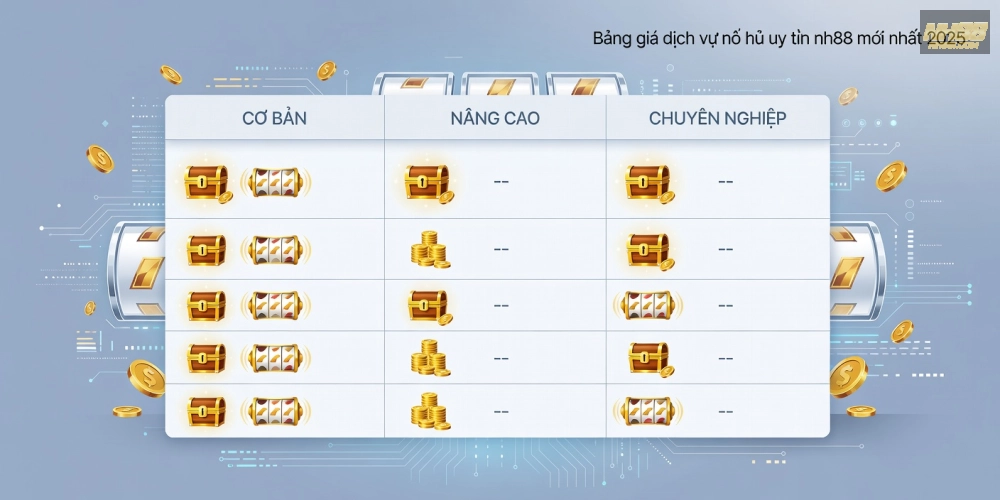 Bảng giá chi tiết các gói nổ hũ uy tín trên nền tảng NH88 năm 2025