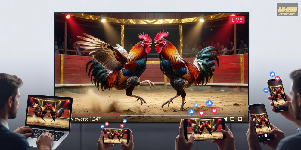 Caption mô tả khái niệm xem đá gà trực tiếp trên nền tảng uy tín với hình ảnh minh họa rõ nét